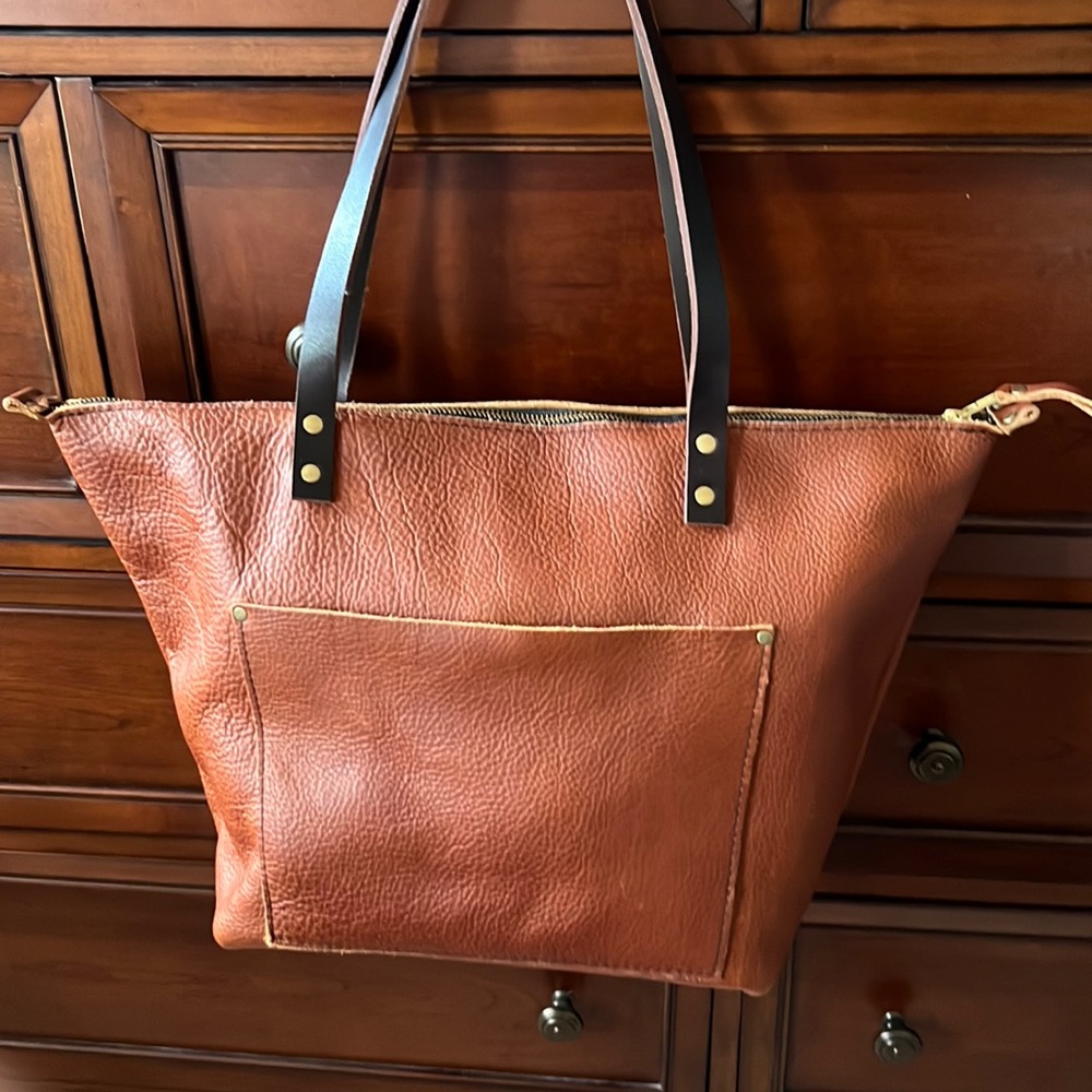 Portland Leather zippered tote Bag